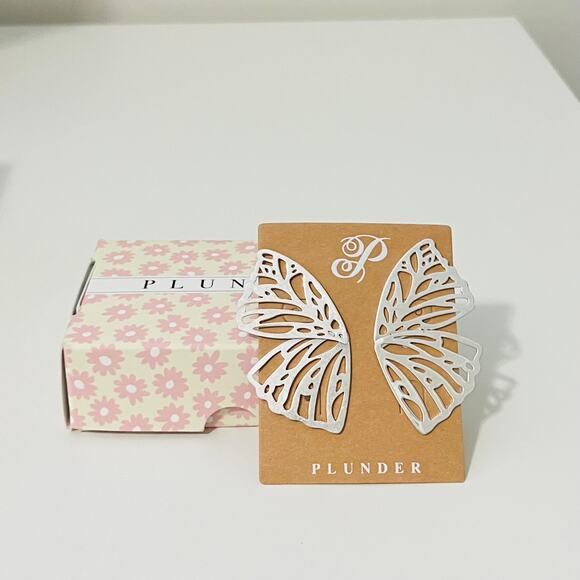 New Plunder “Calliope” Silver Butterfly Earrings - Picture 1 of 3